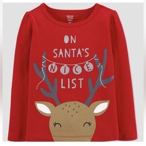 CARTERS HOLIDAY “ON SANTA’S NICE LIST” TOP - RED MULTI SIZES (NEW WITH TAGS) A11